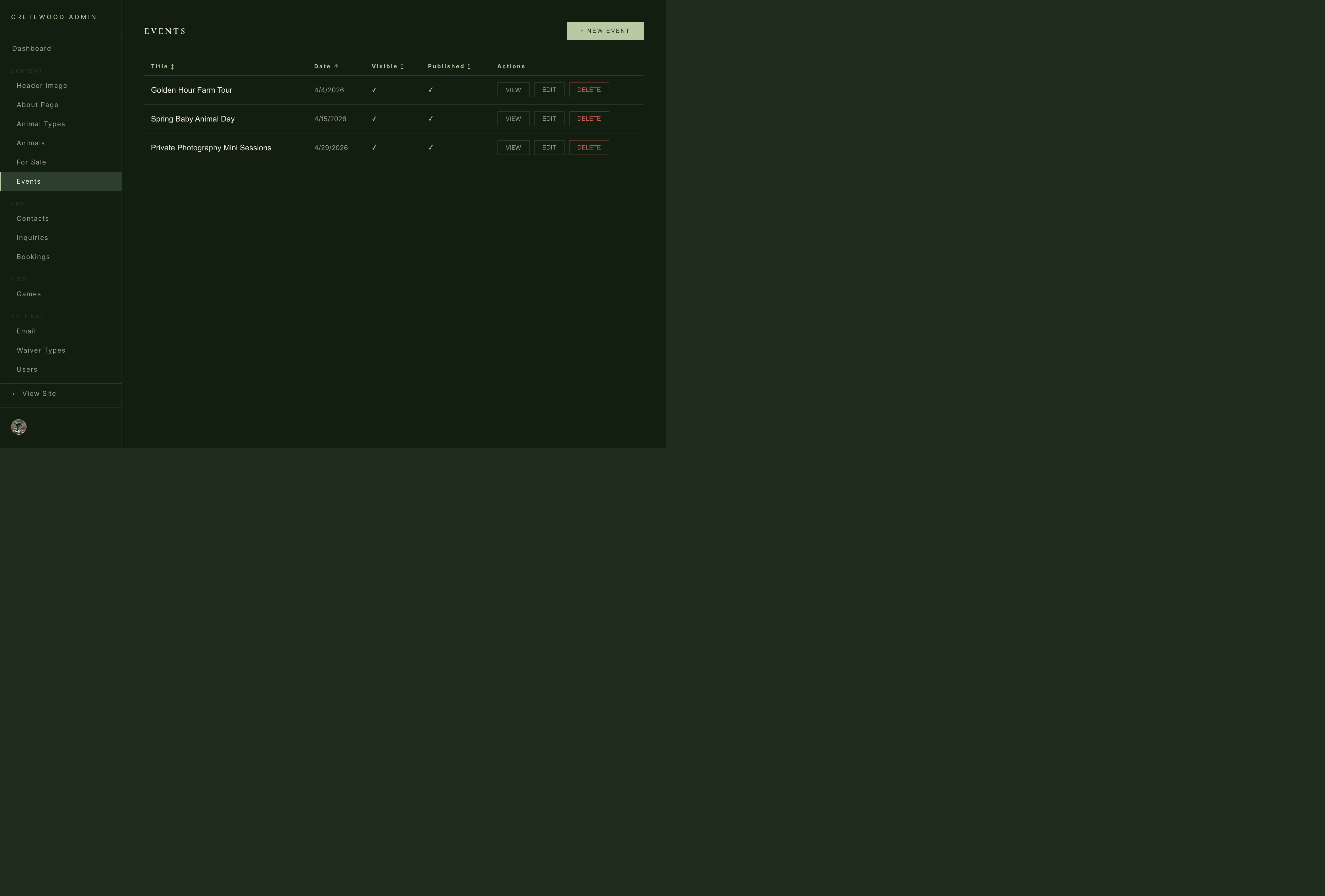 Cretewood events manager