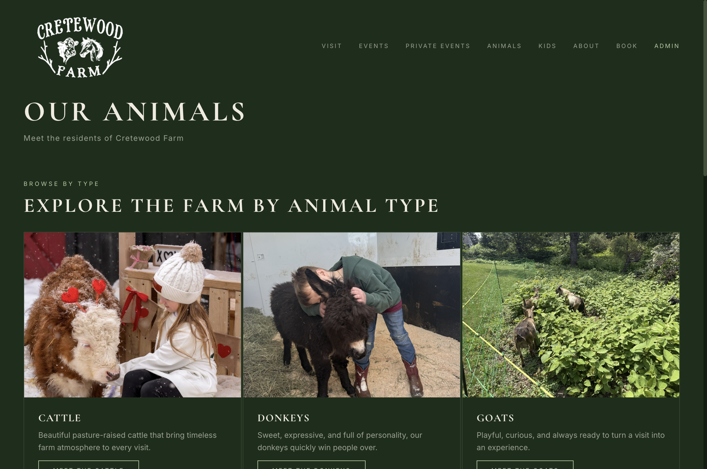 Cretewood animal category page