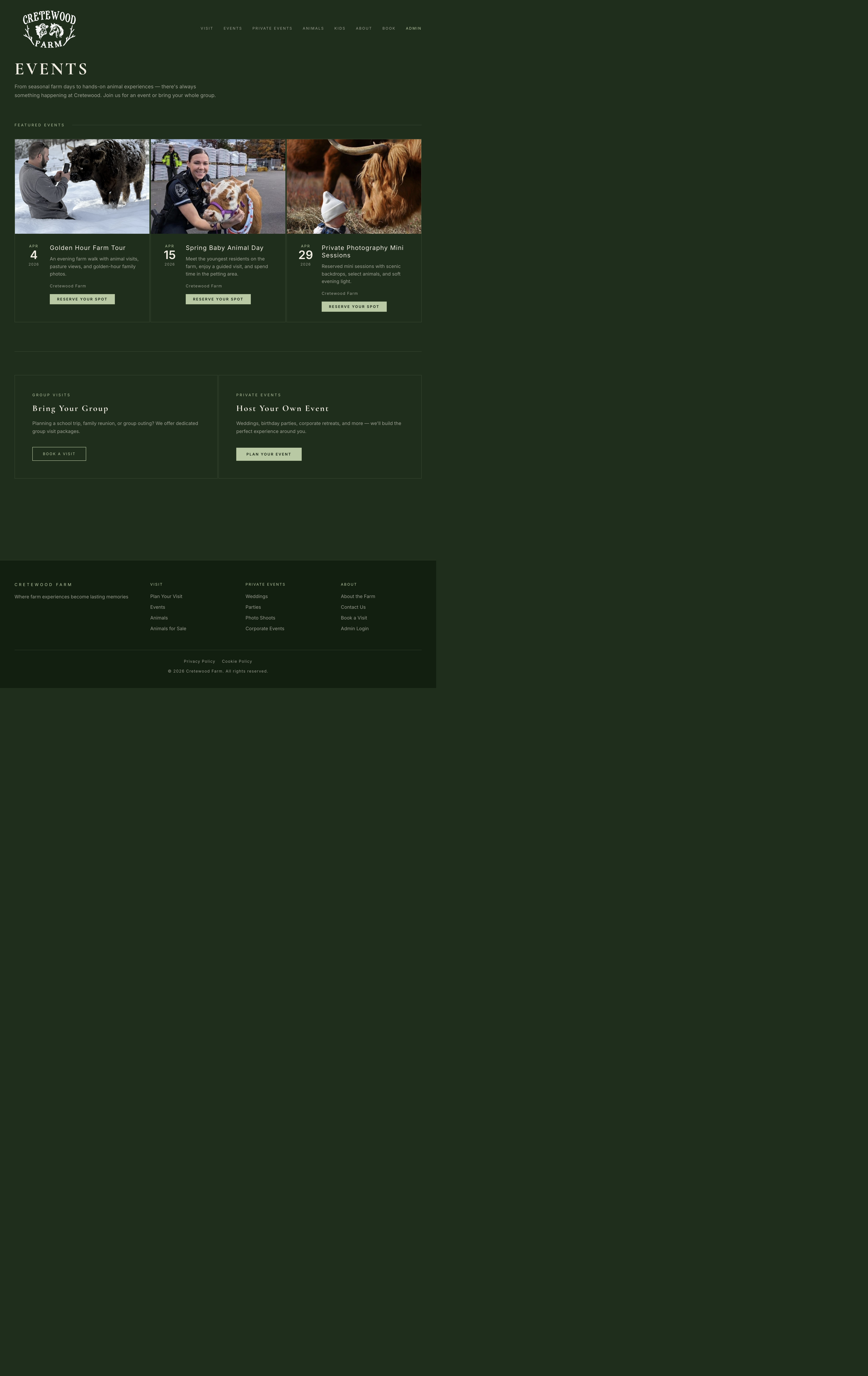 Cretewood events listing