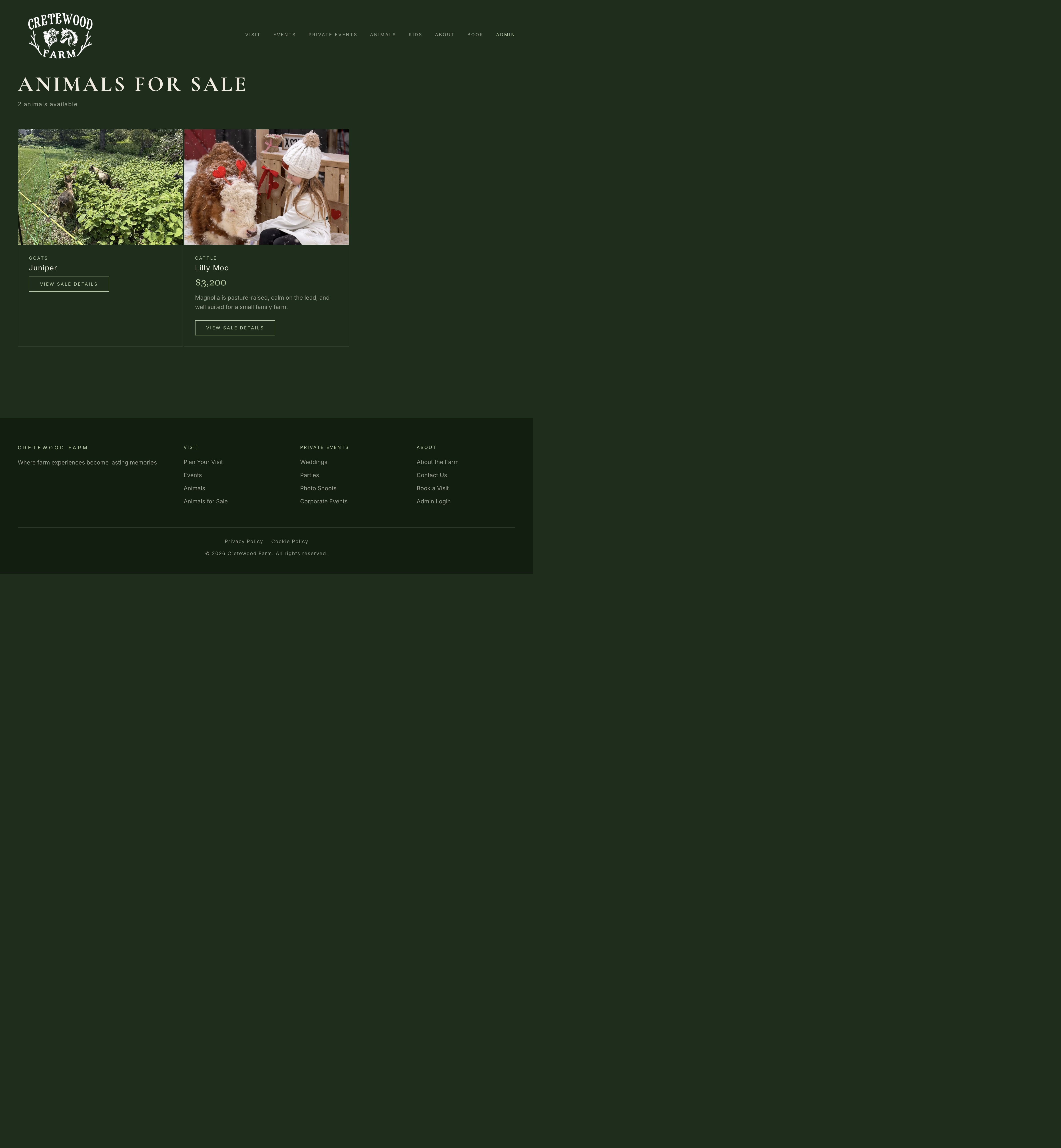 Cretewood animals for sale page